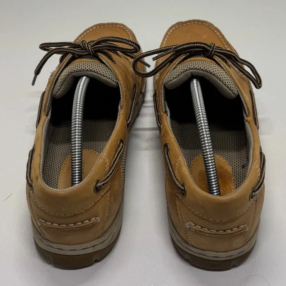 Rockport Men’s 11.5 Leather Boat Shoes Tan Brown Lace-Up Casual Comfort Shoes - Picture 8 of 16